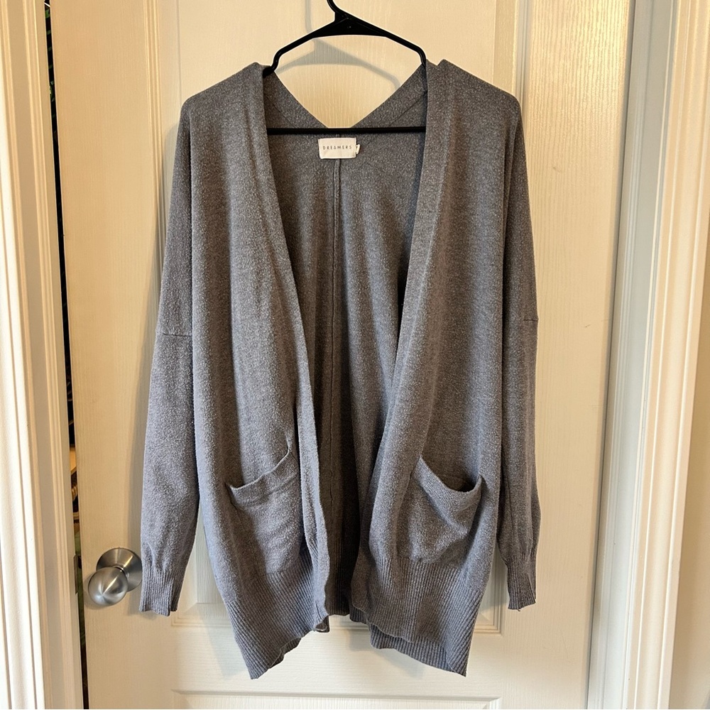 Dreamers Gray Knit Cardigan Sweater